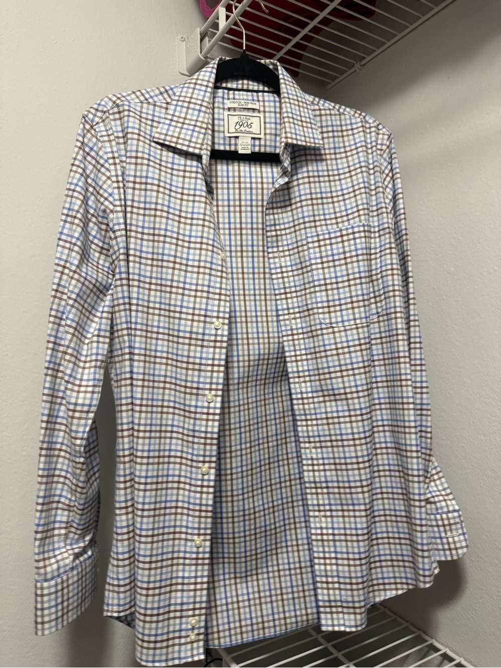 Jos. A. Bank Blue and Brown Plaid Button-Down Shirt